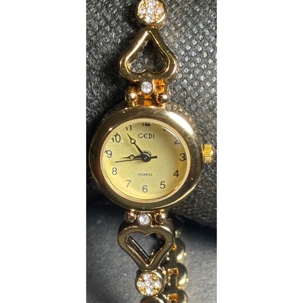 GEDI Gold-Tone Heart Bracelet Watch